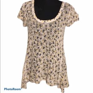 Free people crocheted cream top with flowers